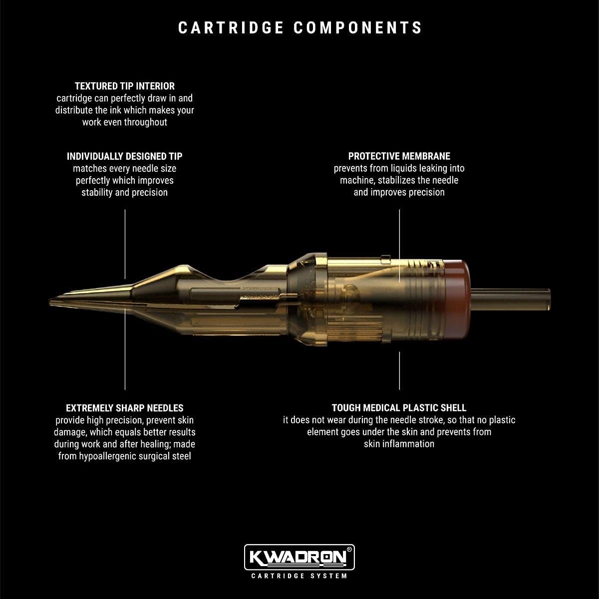 ARTISTRY Kwadron Premium Tattoo Cartridge Needles – Box of 20 (9MGMT 0.35)
