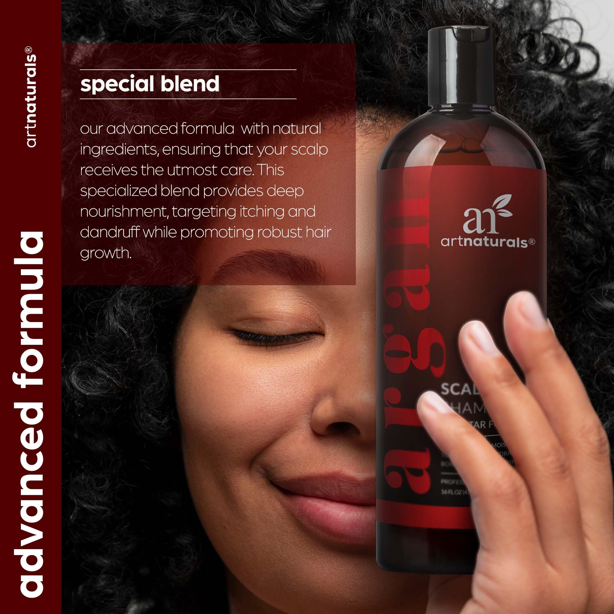 ArtNaturals Therapeutic Argan Shampoo with Coal Tar - 16 oz | Sulfate-Free, Anti-Itch & Scalp Support