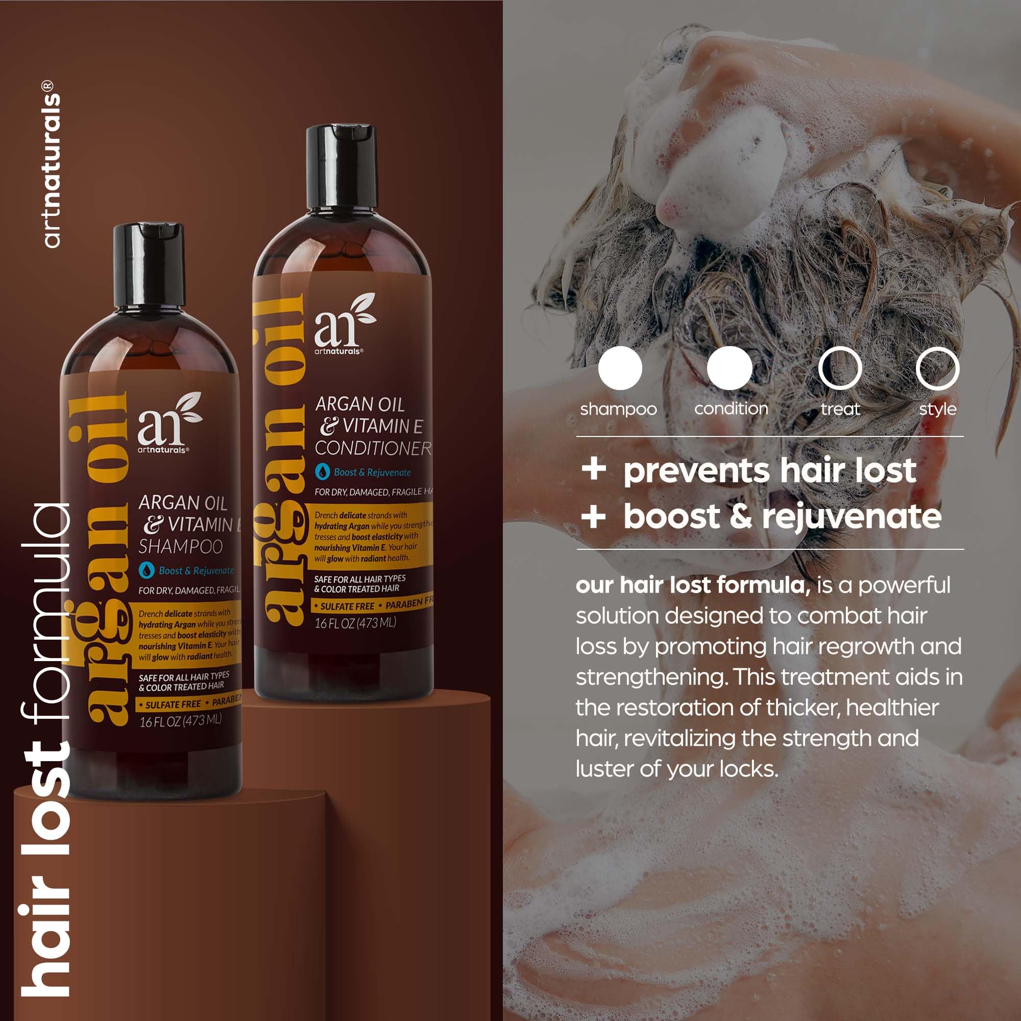 artnaturals Moroccan Argan Oil Hair Loss Shampoo & Conditioner Set – 2 x 16 oz