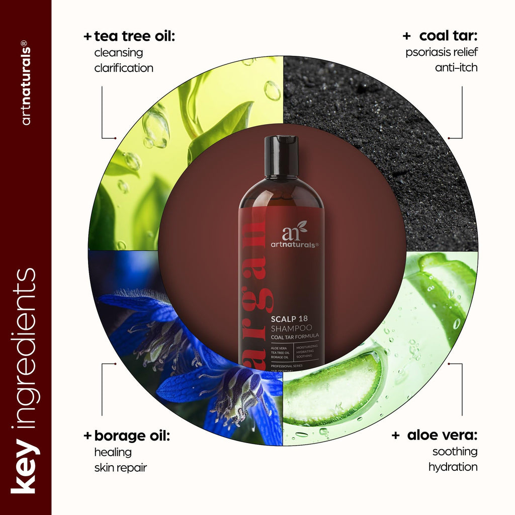 ArtNaturals Therapeutic Argan Shampoo with Coal Tar - 16 oz | Sulfate-Free, Anti-Itch & Scalp Support
