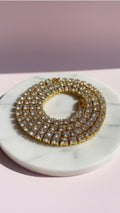 Waterproof Stainless Steel Gold Plated Crystal Tennis Necklace Chain