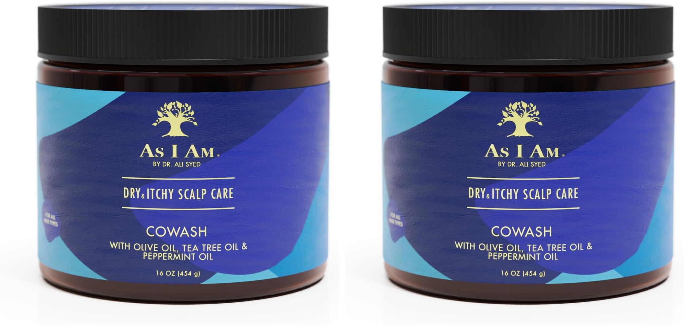 As I Am Dry & Itchy Scalp Care Cowash – 16 oz x 2 with Olive Oil, Tea Tree & Peppermint