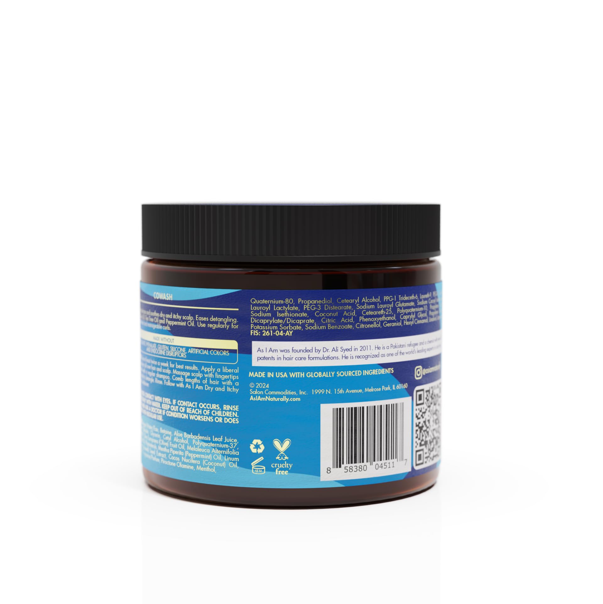 As I Am Dry & Itchy Scalp Care Cowash – 16 oz x 2 with Olive Oil, Tea Tree & Peppermint