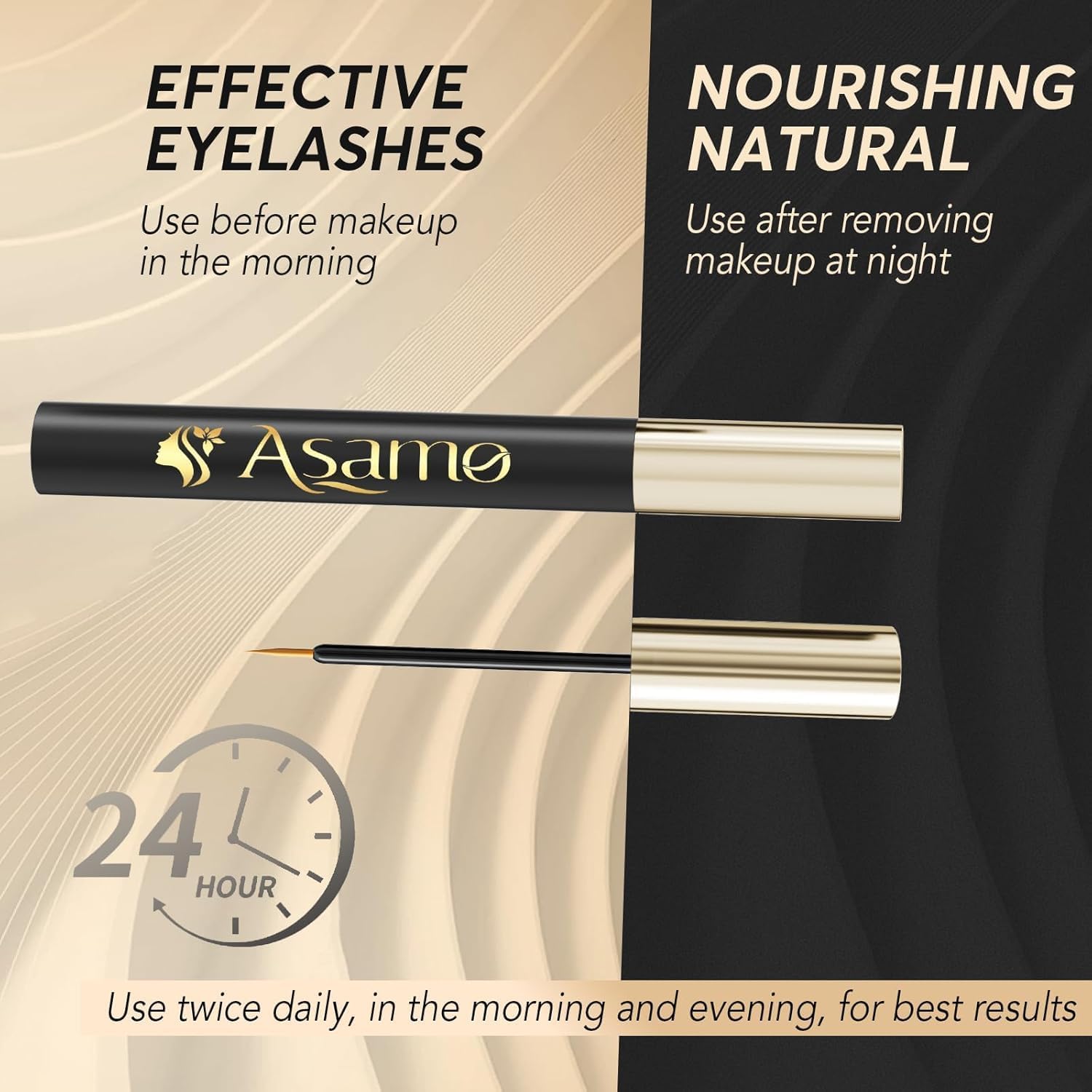 ASAMO Eyelash Growth Serum – 15 Plant Extracts, Oil-Free, Hypoallergenic (3ml)