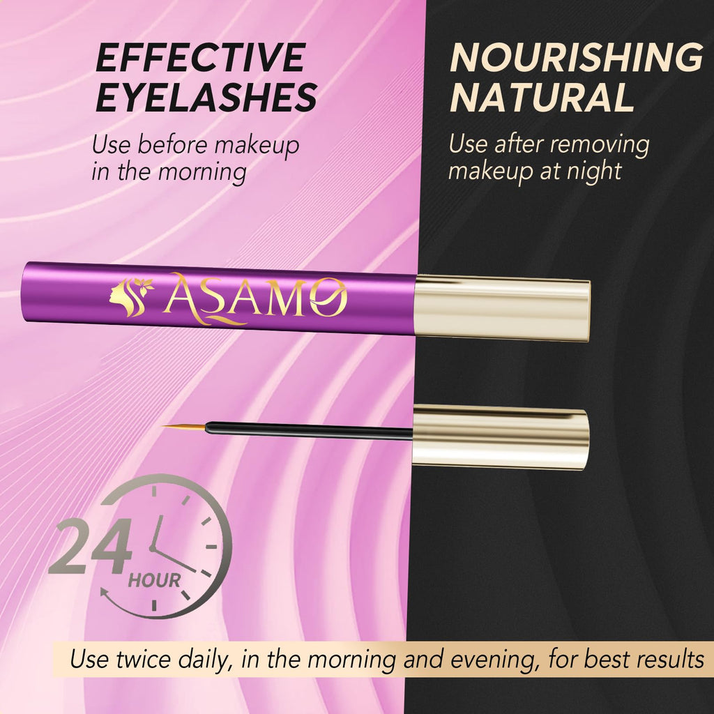 ASAMO Eyelash Growth Serum | 15 Botanical Extracts, Oil-Free & Hypoallergenic - 3ml