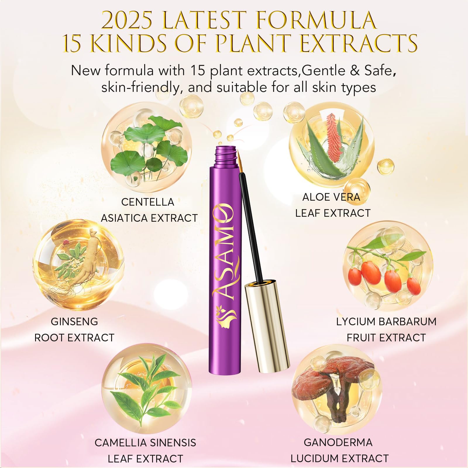 ASAMO Eyelash Growth Serum | 15 Botanical Extracts, Oil-Free & Hypoallergenic - 3ml