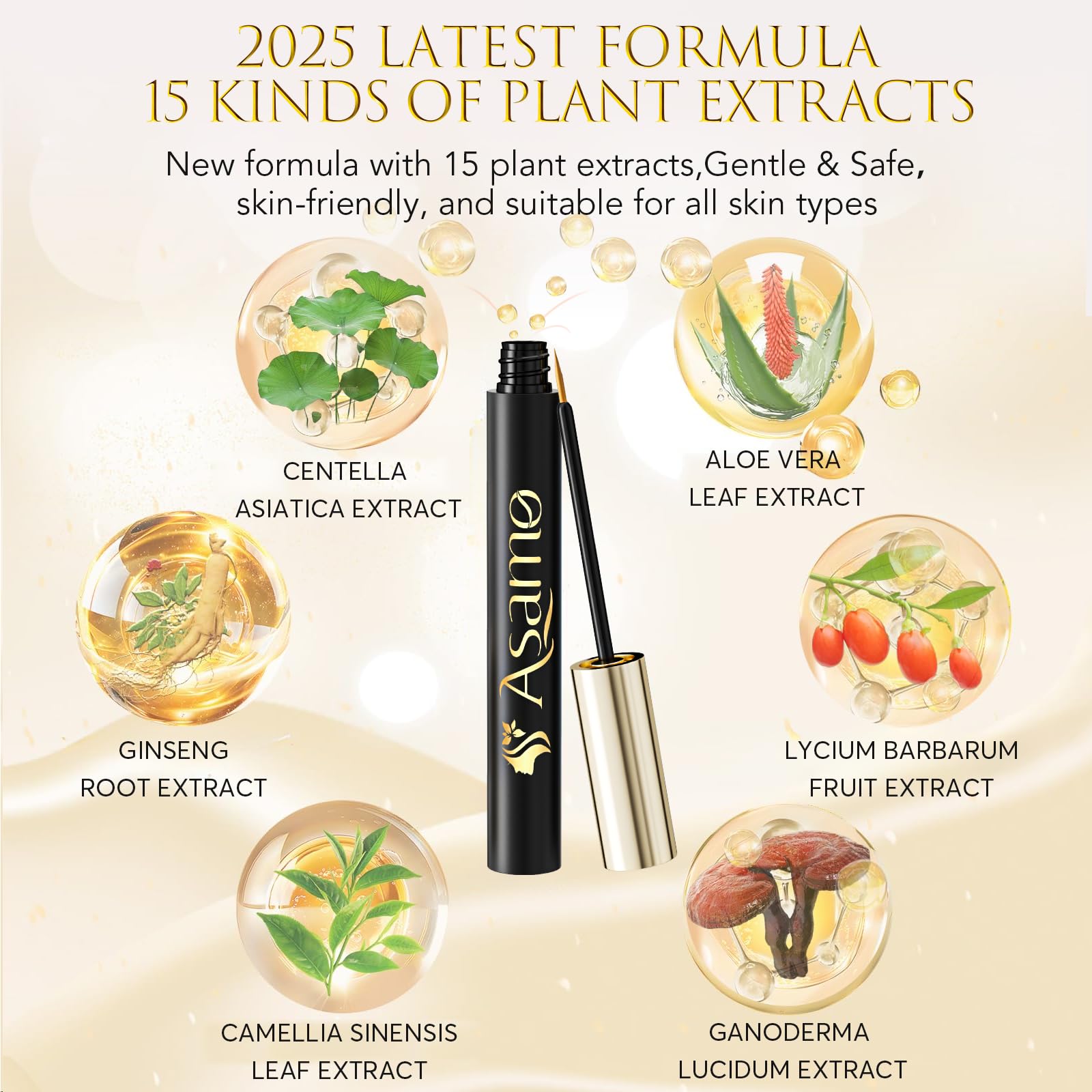 ASAMO Eyelash Growth Serum – 15 Plant Extracts for Longer Lashes