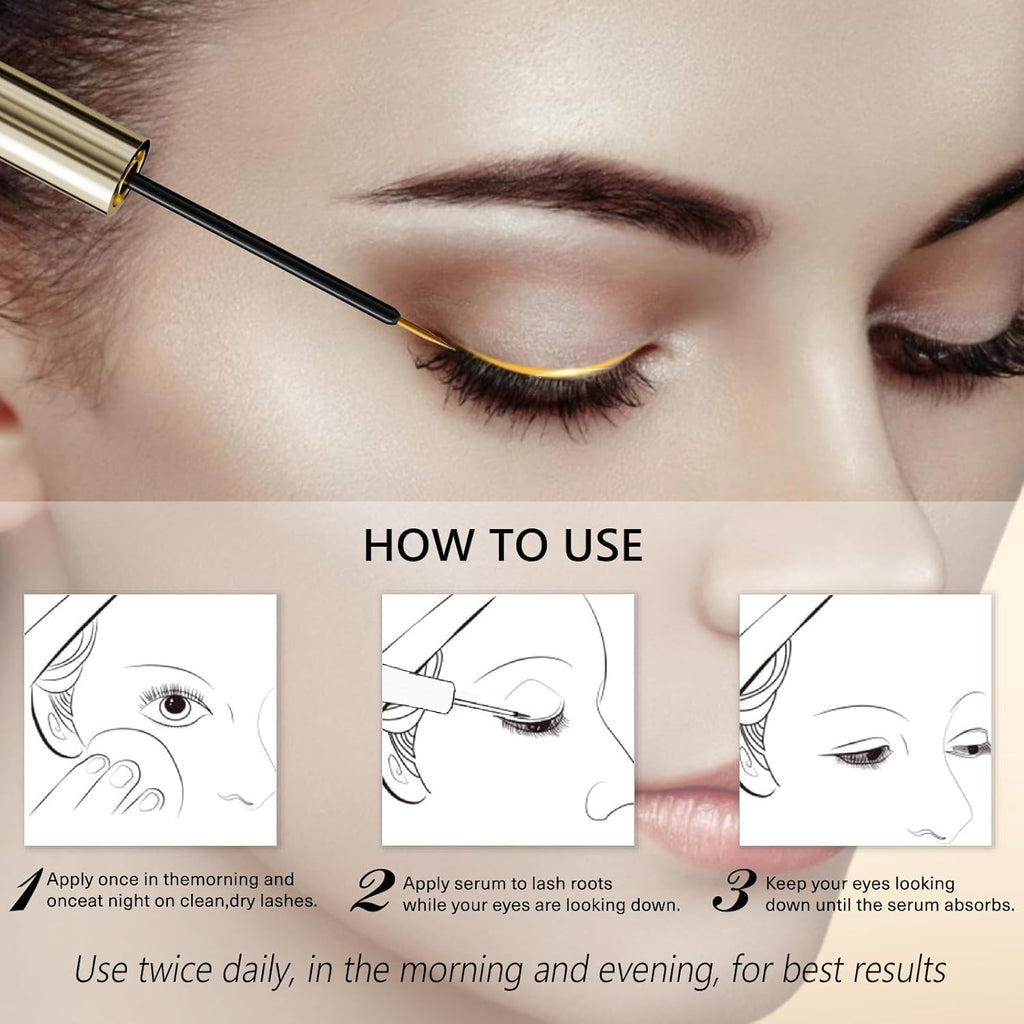 ASAMO Eyelash Growth Serum – 15 Plant Extracts for Longer, Denser Lashes | Oil-Free & Hypoallergenic (PURE GOLD)