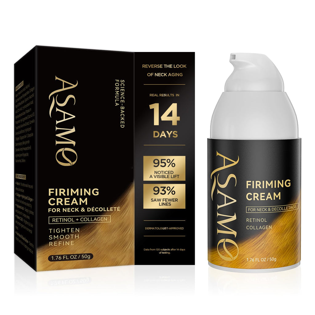 ASAMO Firming Neck Cream with Retinol, Collagen & Hyaluronic Acid – 1.76 Fl Oz