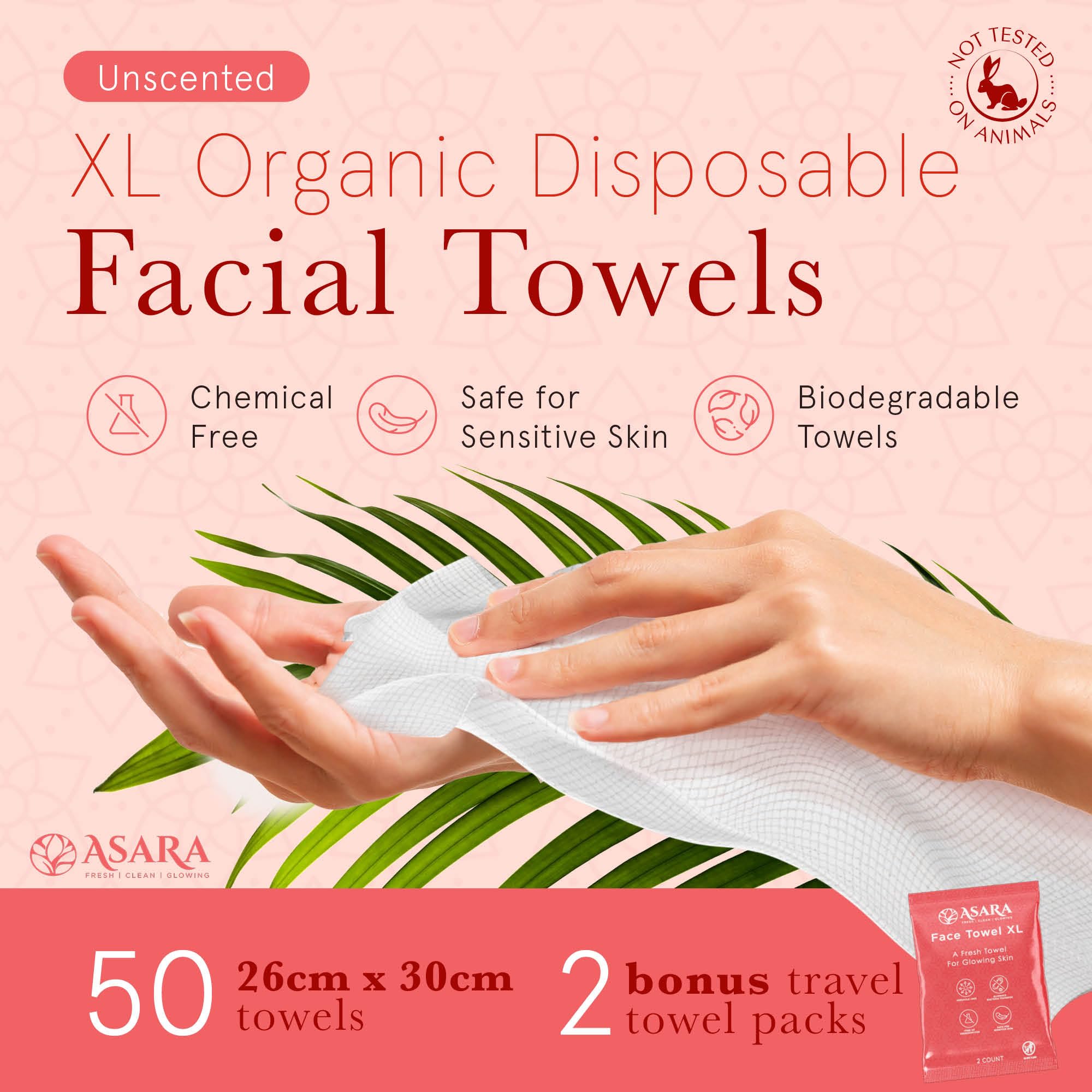 ASARA NEW YORK PROBIOTIC SKIN SCIENCE Clean Face Towels XL – Water-Activated Makeup Remover Wipes