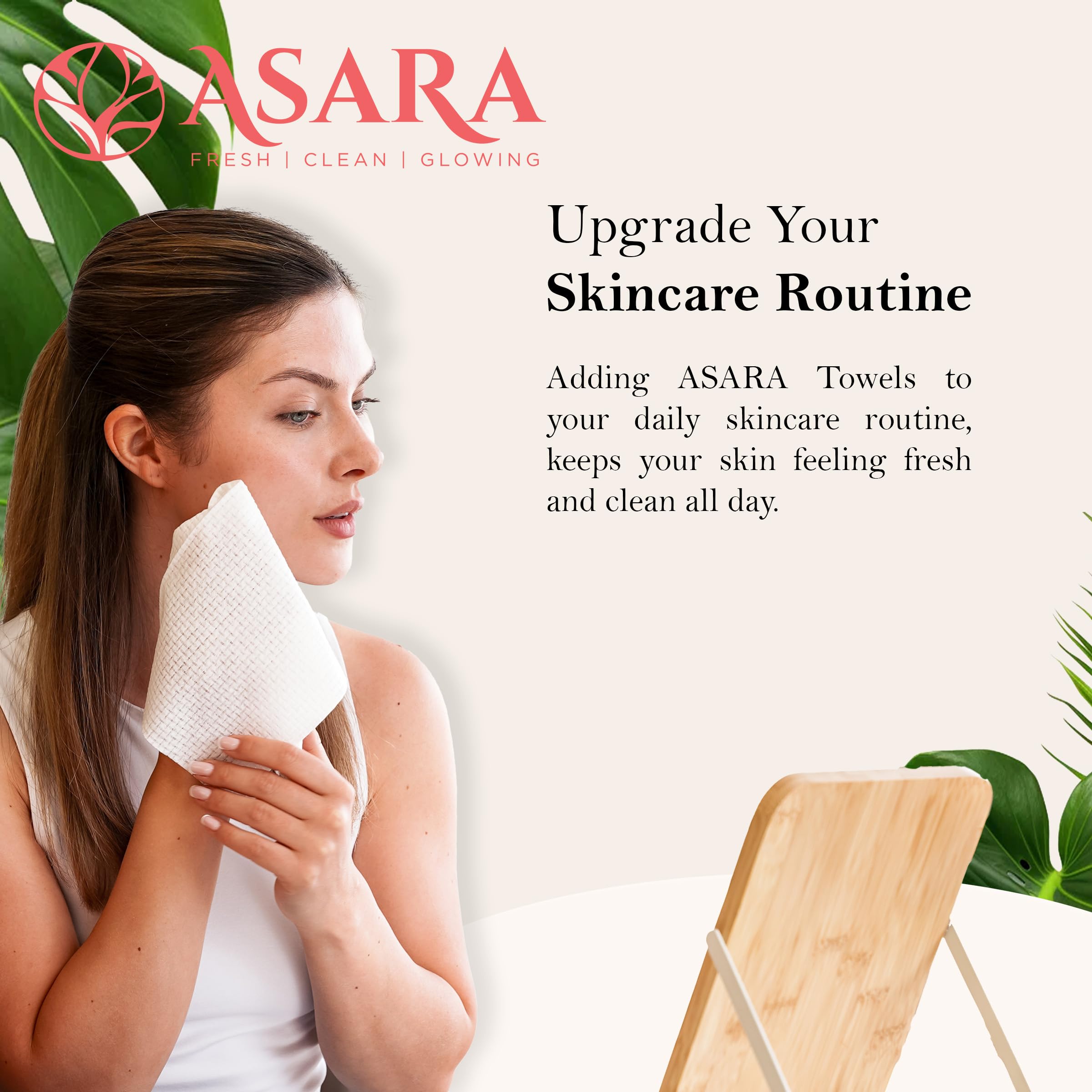 ASARA Clean Face Towels XL Wipes – Water-Activated Makeup Remover for Sensitive Skin | Organic Vegan Biodegradable (104 Count) | by ASARA