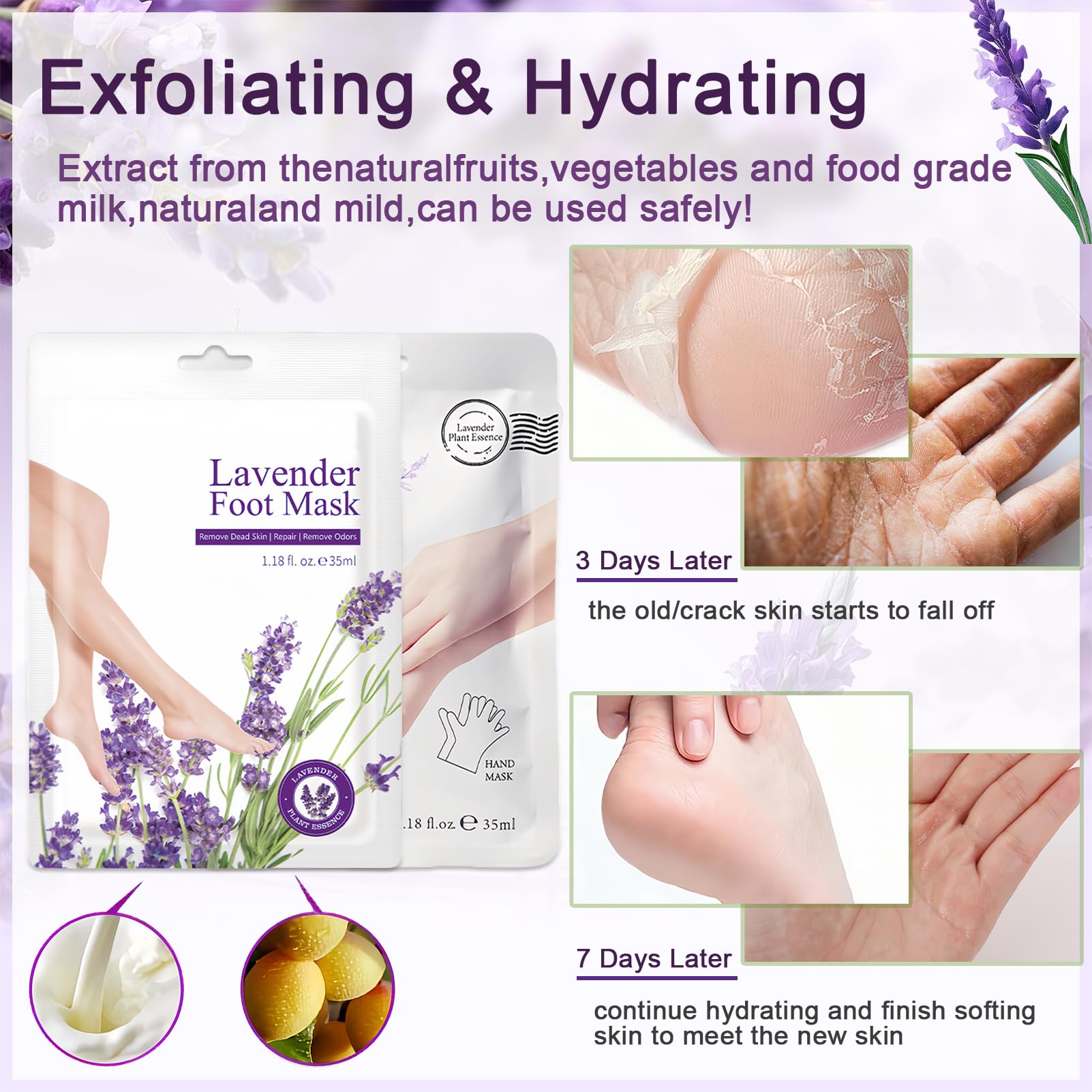 ASMAYSA Lavender Hand & Foot Mask Set – Hydrating Hand Masks & Exfoliating Foot Masks (10 Pairs)