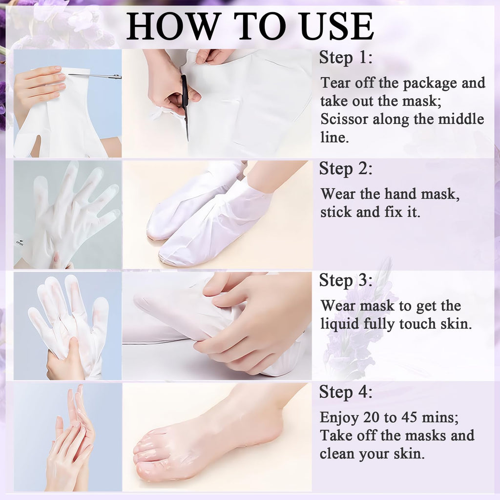 ASMAYSA Lavender Hand & Foot Mask Set – Hydrating Hand Masks & Exfoliating Foot Masks (10 Pairs)