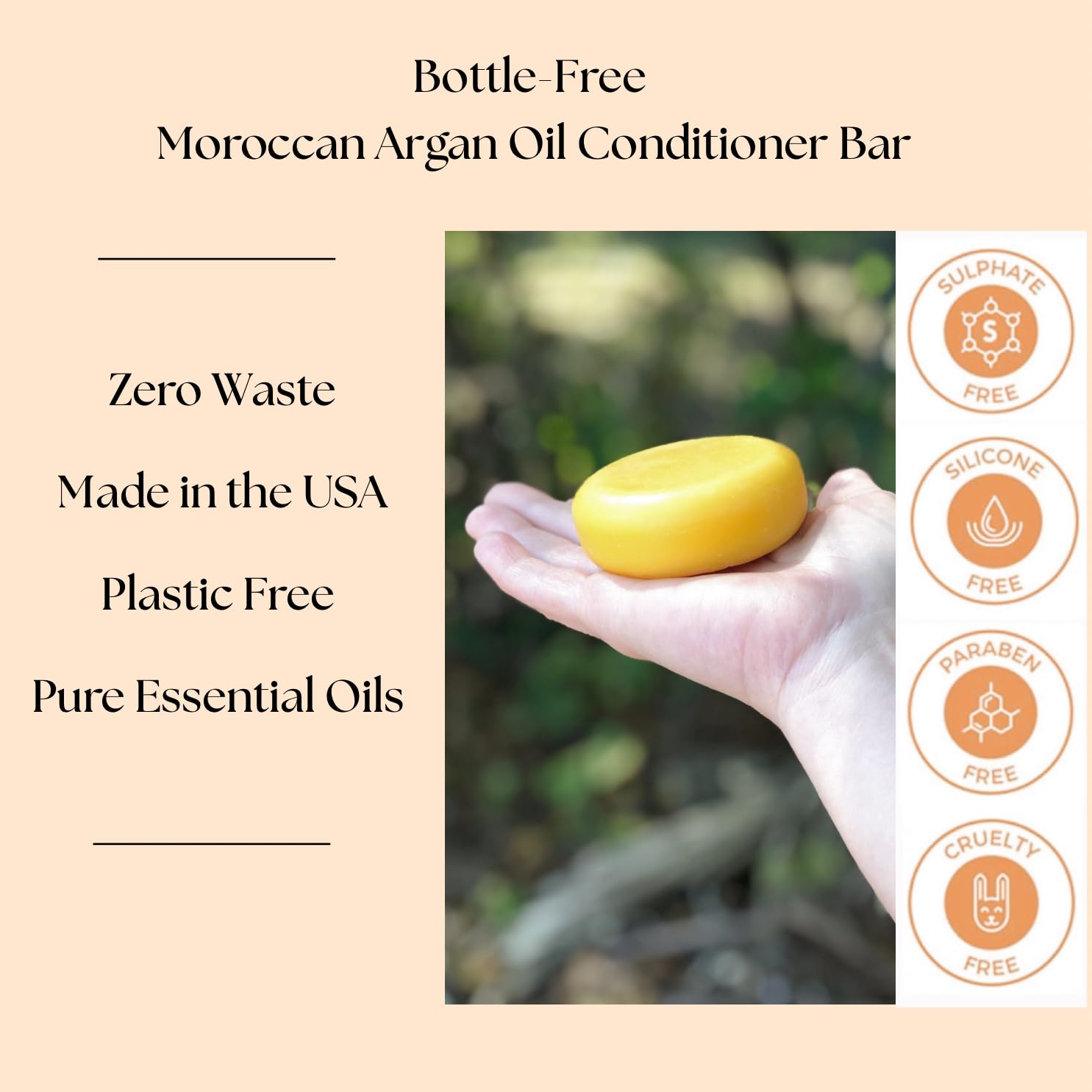 Aspen Kay Naturals Solid Lemongrass & Sweet Orange Conditioner Bar - 2.3 oz (2-Pack), Organic, Sulfate-Free, Cruelty-Free