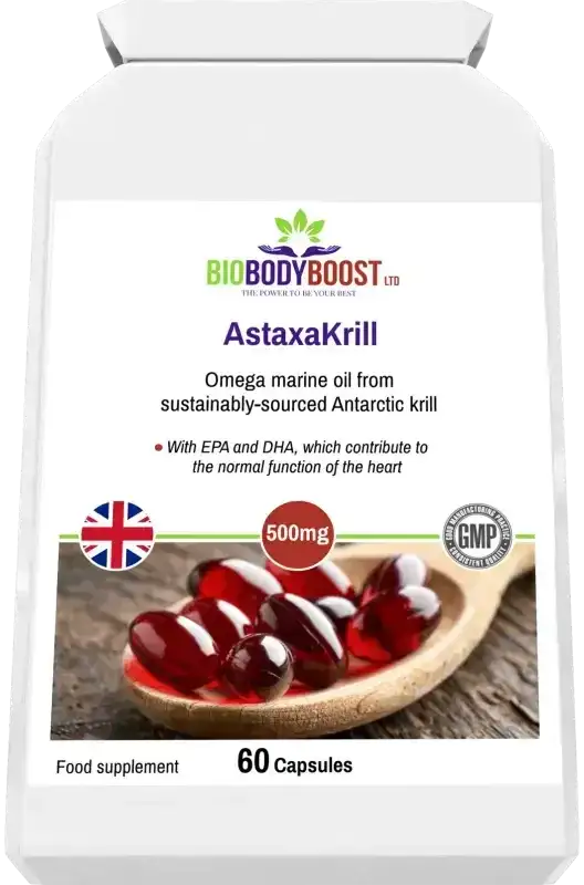 AstaxaKrill Antarctic Krill Oil Capsules | Omega & Antioxidant UK