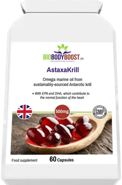 AstaxaKrill Antarctic Krill Oil Capsules | Omega & Antioxidant UK