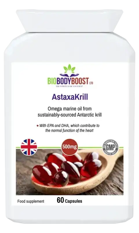 AstaxaKrill Antarctic Krill Oil Capsules | Omega & Antioxidant UK