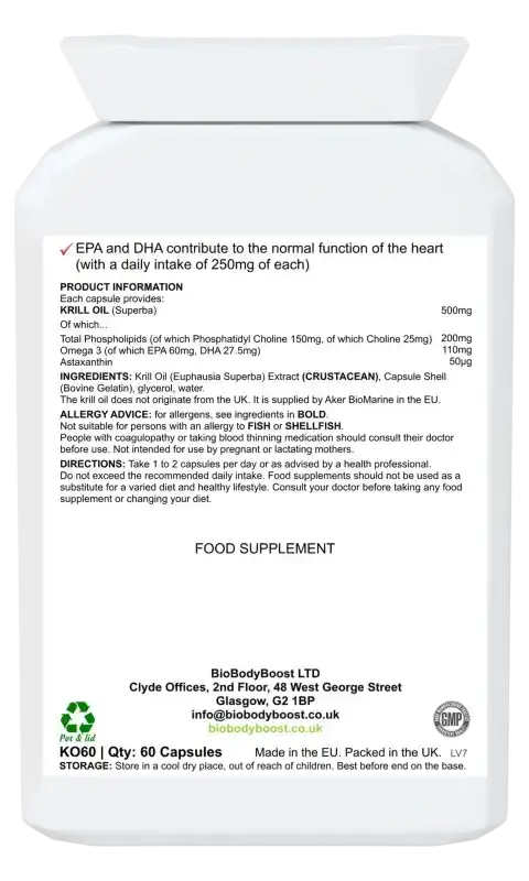 AstaxaKrill Antarctic Krill Oil Capsules | Omega & Antioxidant UK