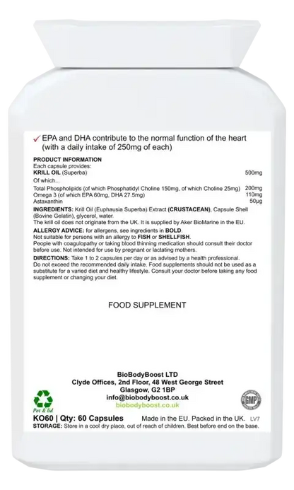 AstaxaKrill Antarctic Krill Oil Capsules | Omega & Antioxidant UK