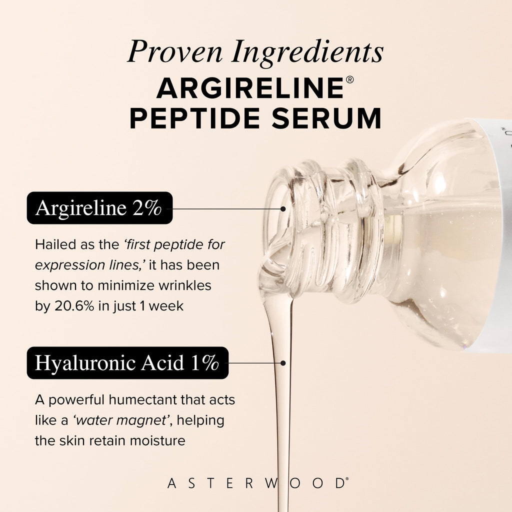 Asterwood Argireline Serum with Hyaluronic Acid – Peptide Serum for Face, Fragrance-Free, 2 oz