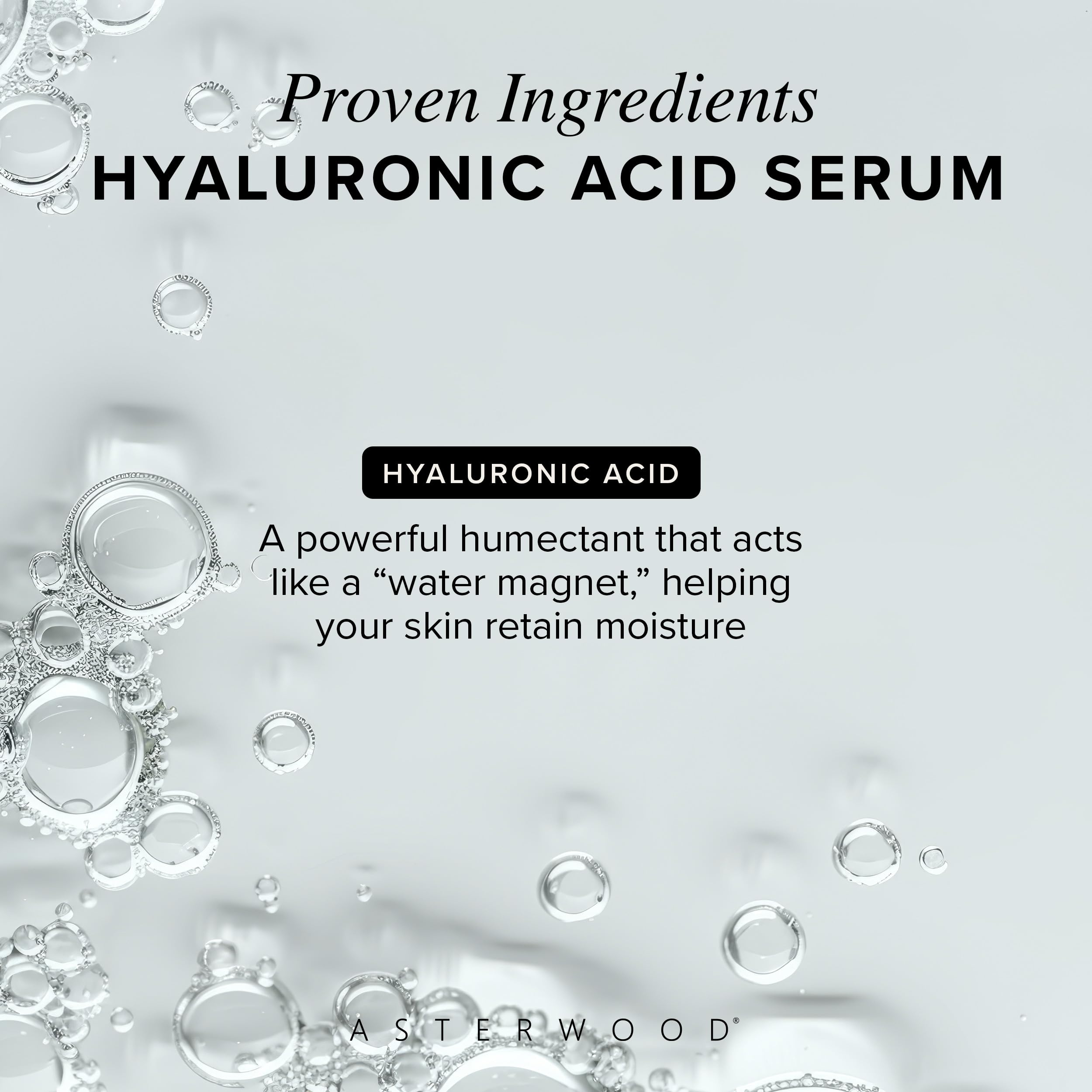 Asterwood Hyaluronic Acid Serum – Hydration, Plumping, Fragrance-Free (8 oz)