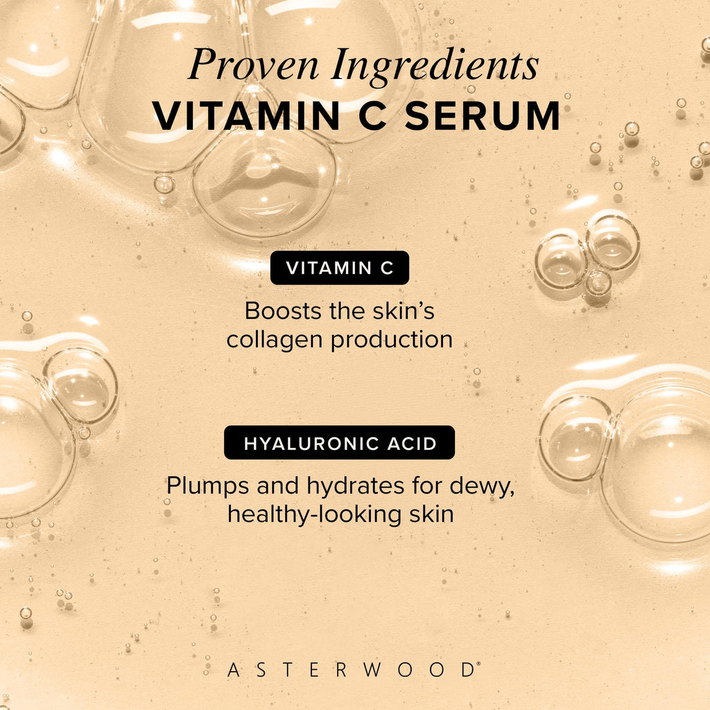 Asterwood Vitamin C Serum with Hyaluronic Acid – Fragrance-Free, Hydrating & Smoothing | 1 Fl Oz