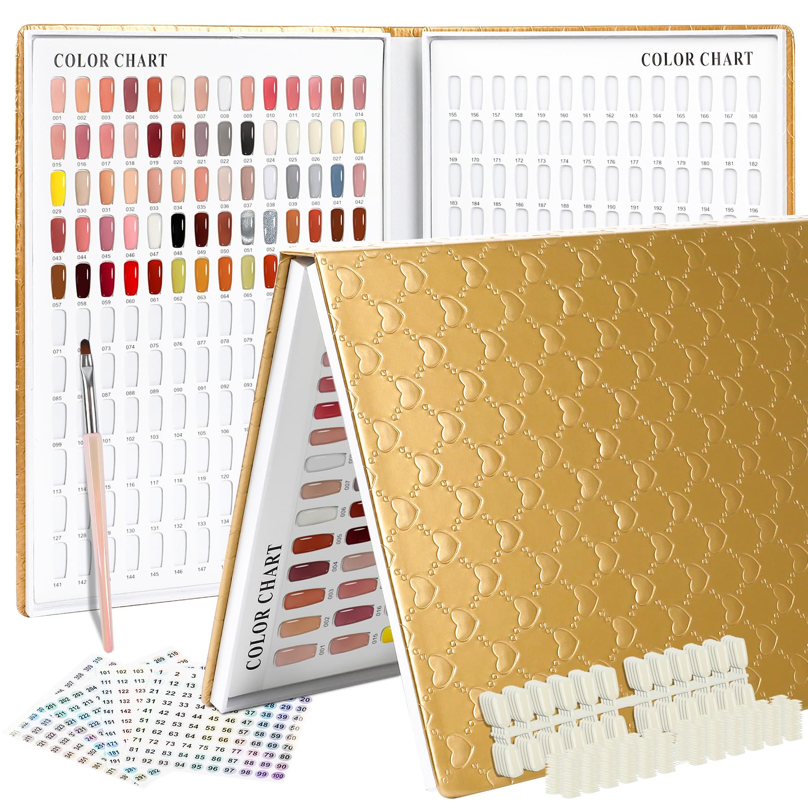 ASTONFOG 308 Nail Colors Chart with 360 Tips – Professional Nail Swatches Book (Gold)