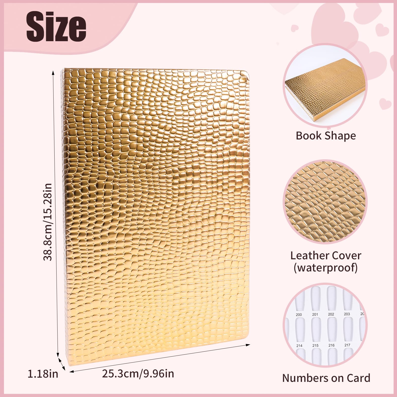 ASTONFOG 308 Colors Nail Swatches Book with 480 Nail Tips – Professional Display & Practice Card