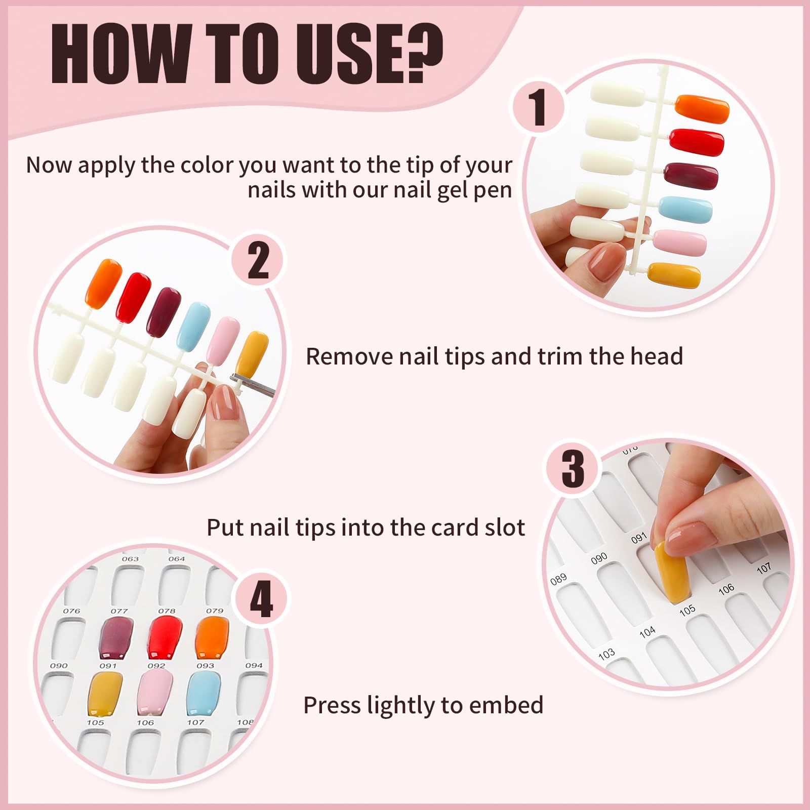 ASTONFOG 308 Colors Nail Swatches Book with 480 Nail Tips – Professional Display & Practice Card