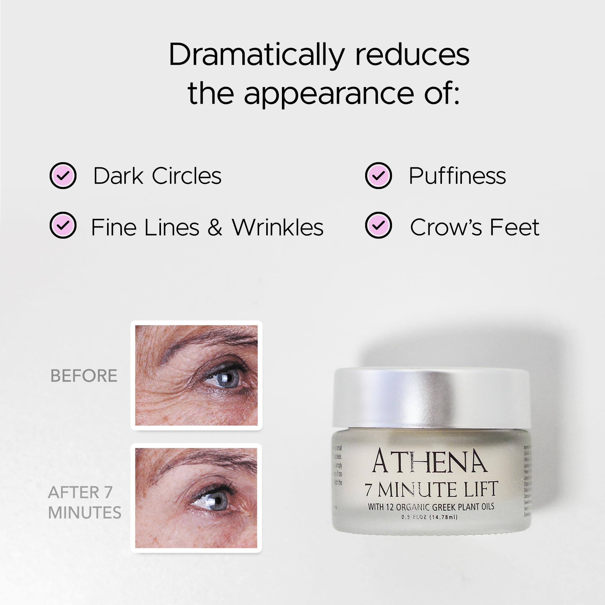 Athena 7 Minute Lift – Organic Lifting & Firming Serum for Face, Eye & Neck | 7-Minute Smoothing