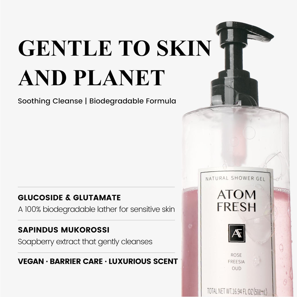Atom Fresh Laboratory Gift Set for Women – Rose Freesia Oud: Body Wash, Lotion, Deodorant & Hand Cream