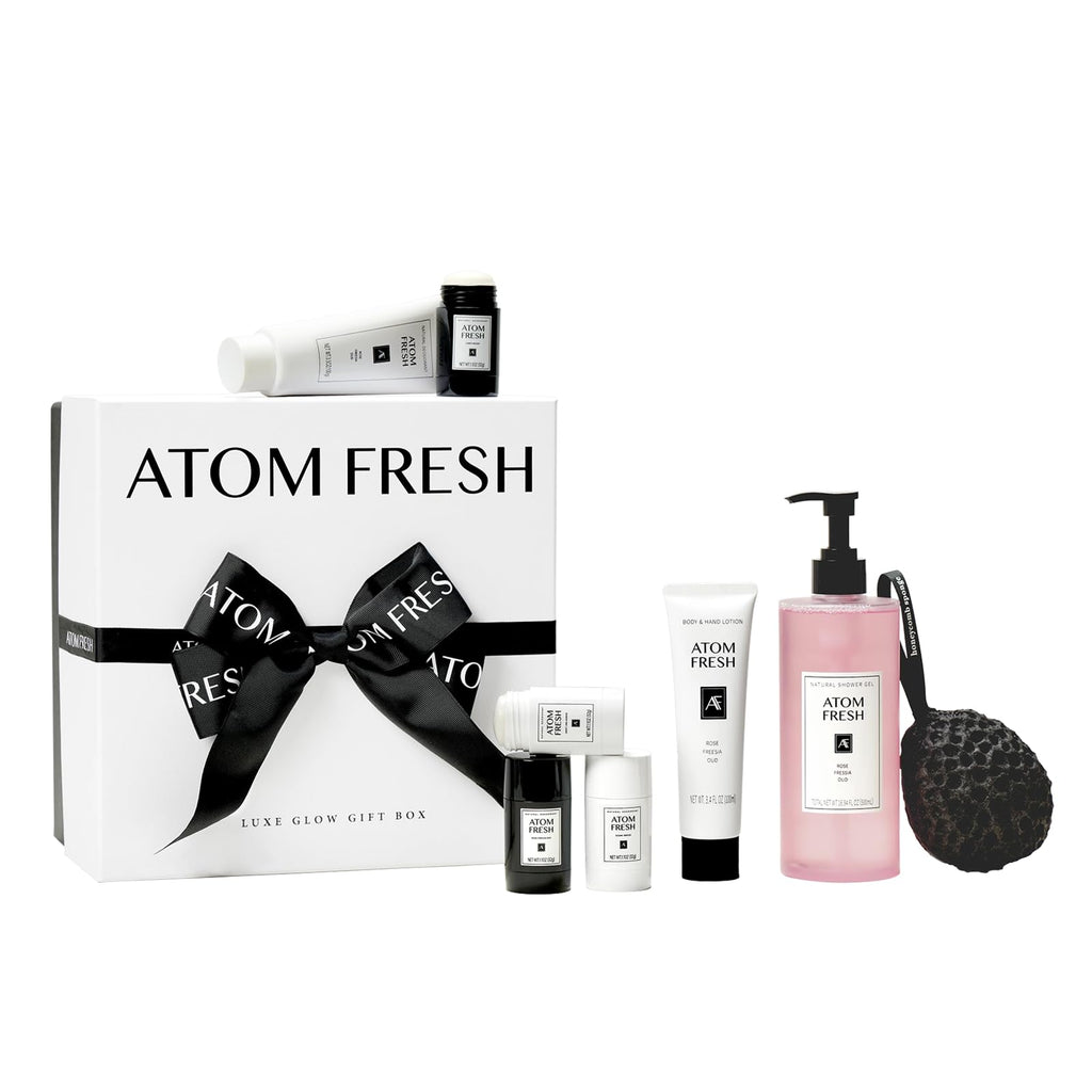 Atom Fresh Laboratory Gift Set for Women – Rose Freesia Oud: Body Wash, Lotion, Deodorant & Hand Cream