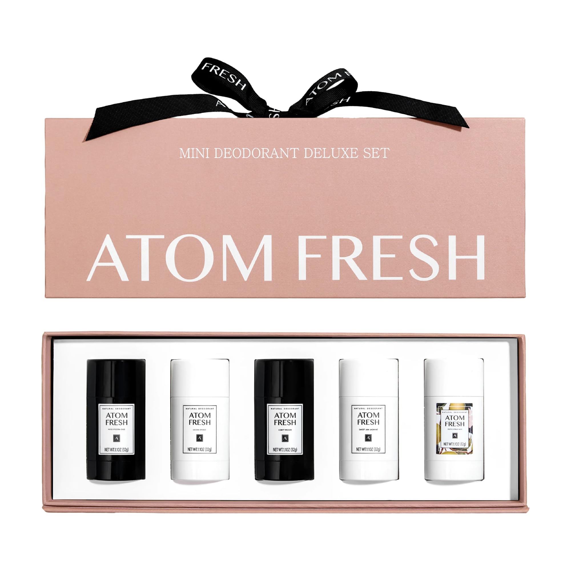 Atom Fresh Mini Deodorant Travel Size for Women – 5 Pack, Aluminum & Baking Soda Free, 72 Hour Odor Protection with Amino Acids