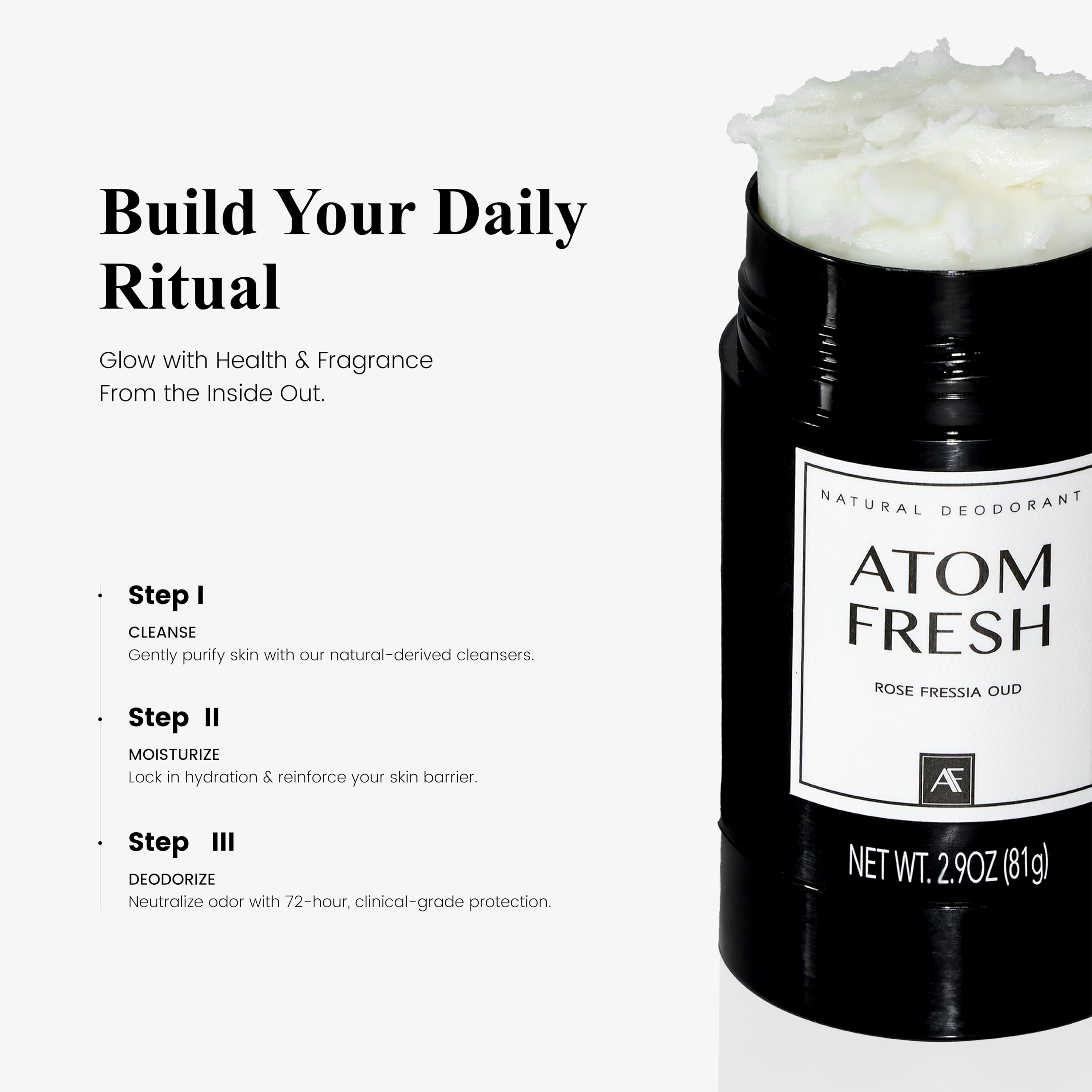 Atom Fresh Laboratory Natural Deodorant for Women — 72H Odor Protection, Aluminum & Baking Soda Free | Sweet Jasmine