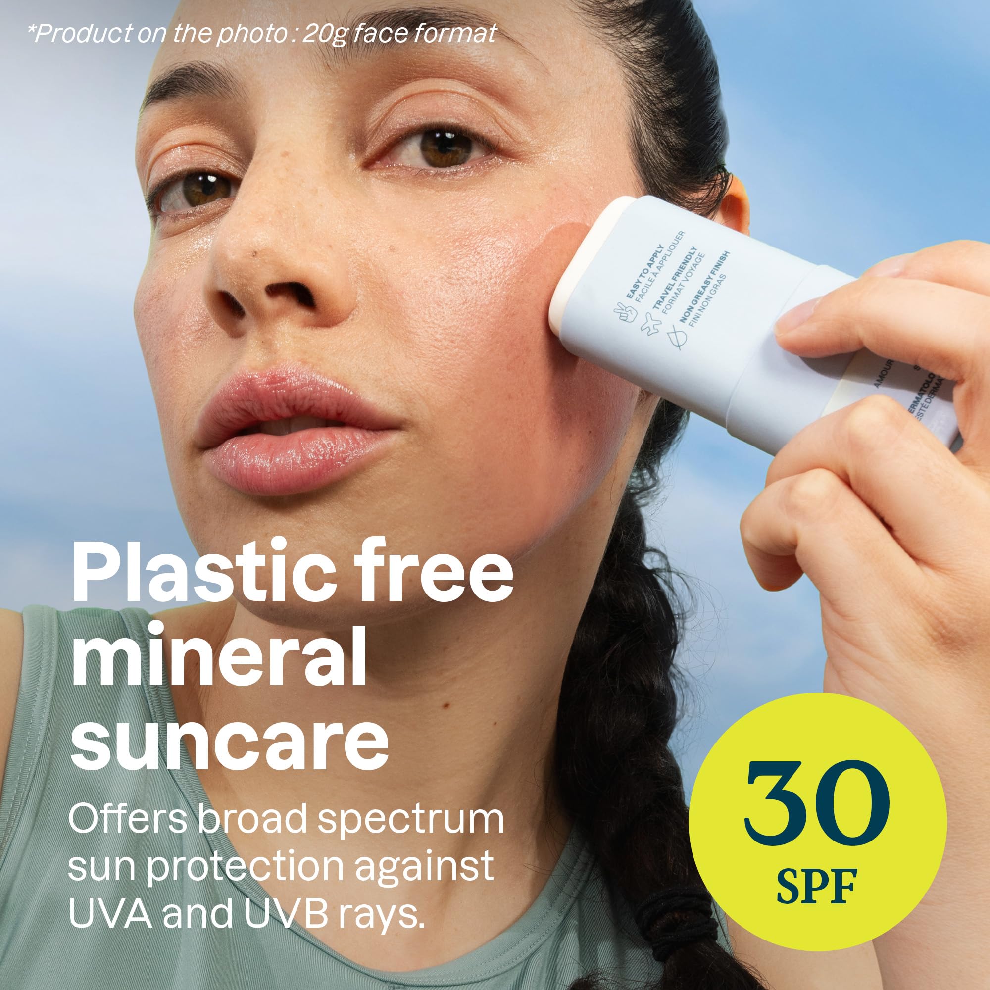 ATTITUDE Mineral Sunscreen Face Stick SPF 30 for Sensitive Skin — EWG Verified, Plastic-Free