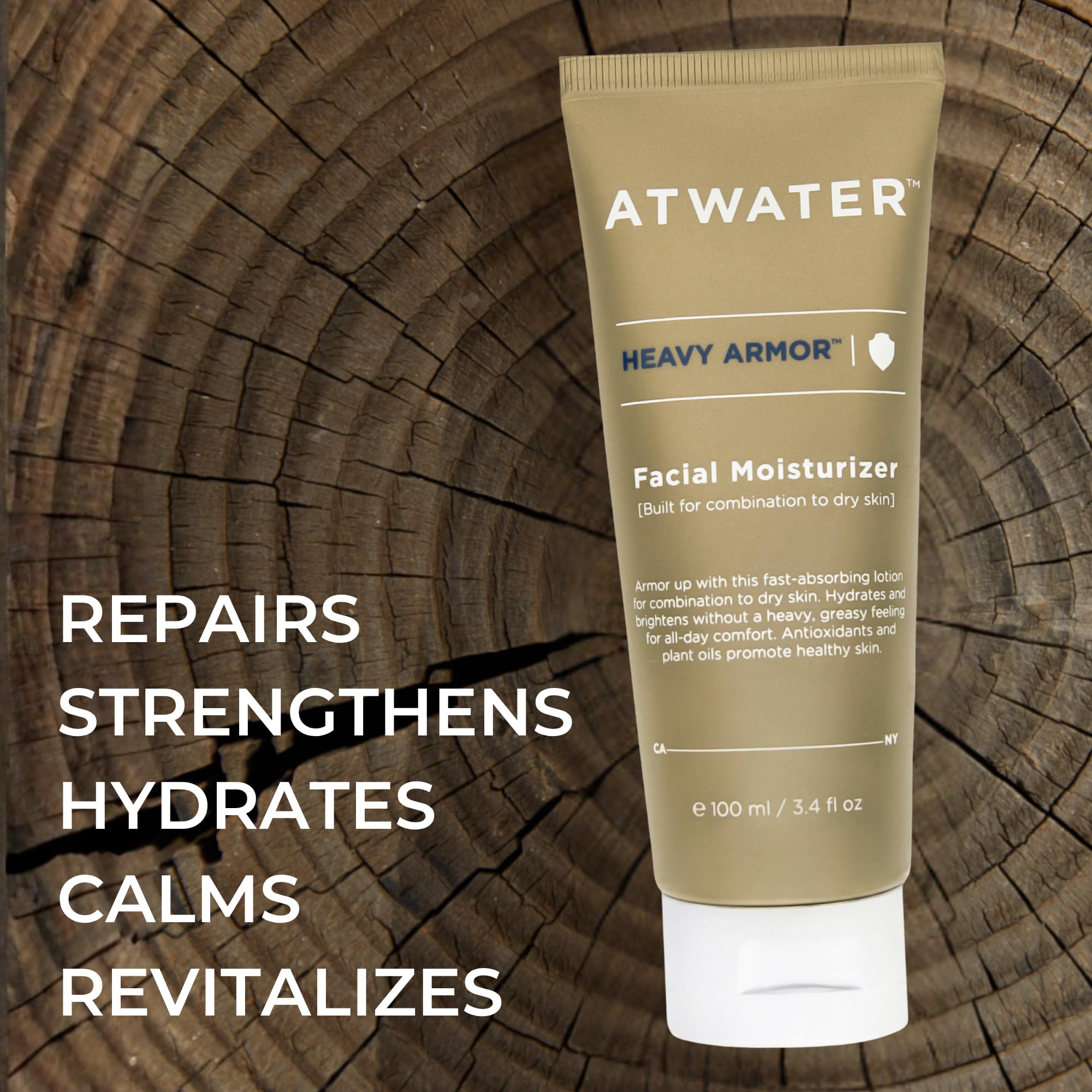 ATWATER Heavy Armor Men's Facial Moisturizer | Intensive Hydration & Anti-Aging Formula with Niacinamide & Shea Butter – 3.4 oz