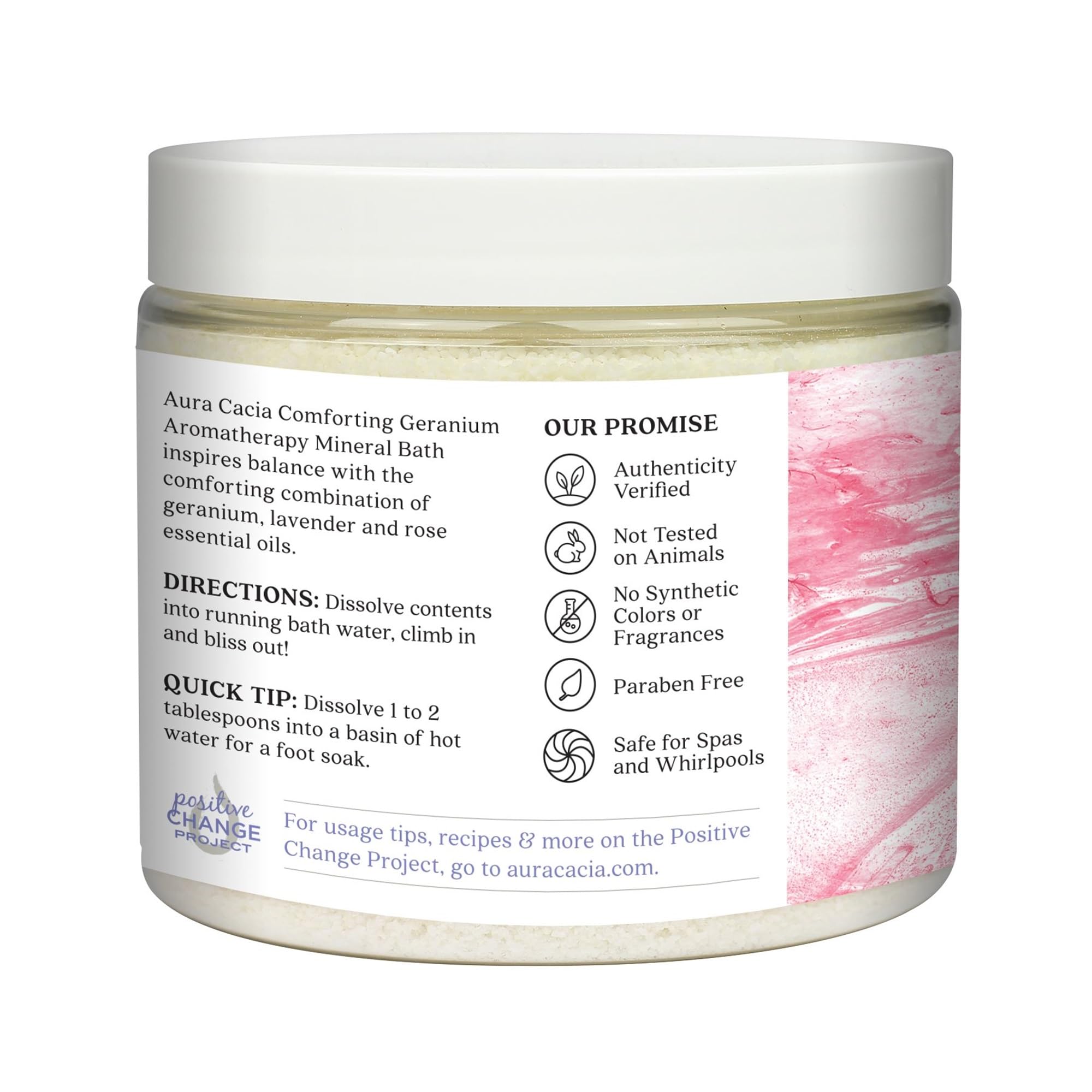 Aura Cacia Aromatherapy Mineral Bath – Comforting Geranium, 16 oz Jar (Pack of 2)