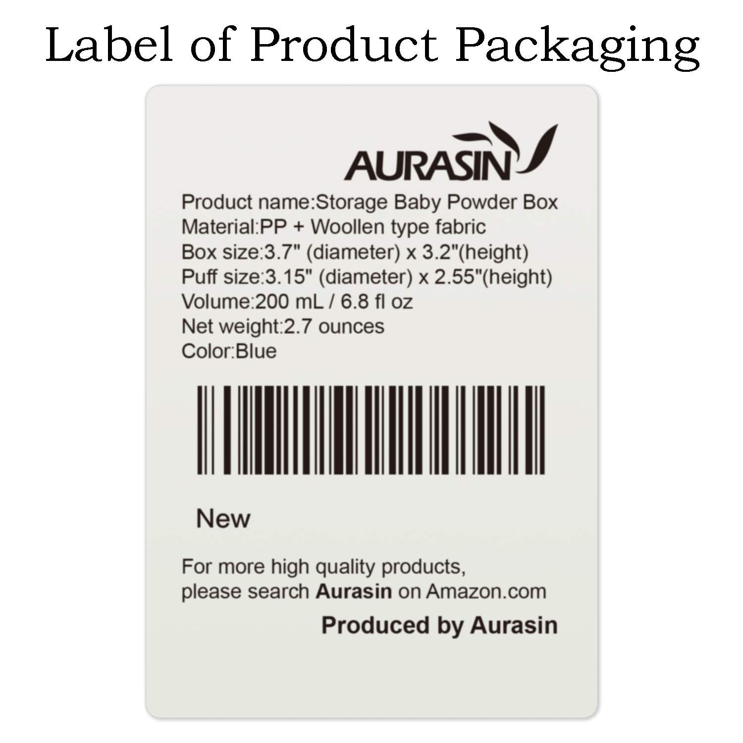 AURASIN Storage Body Powder Container – Large 3.5-inch Puff Box with Handle (Blue)