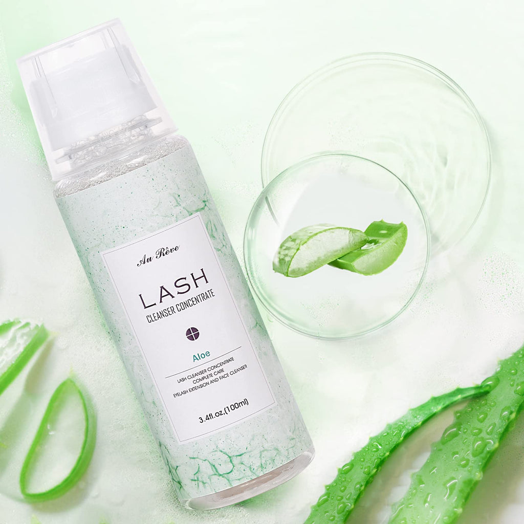 AuReve Eyelash Cleanser Concentrate 100ml – Oil-Free Lash Extension Shampoo for Salon-Quality Home Care