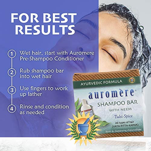 Auromere Ayurvedic Shampoo Bar – Eco-Friendly, Handmade, Vegan & Cruelty-Free (4.23 oz) 3 Pack