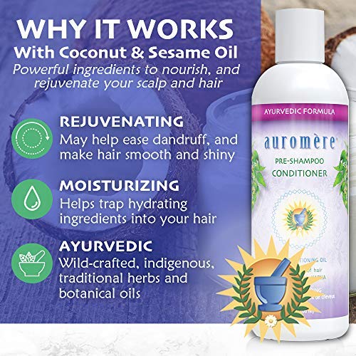 Auromere Ayurvedic Pre-Shampoo Conditioner – Vegan, Sulfate-Free, Non-GMO (2x7 oz)