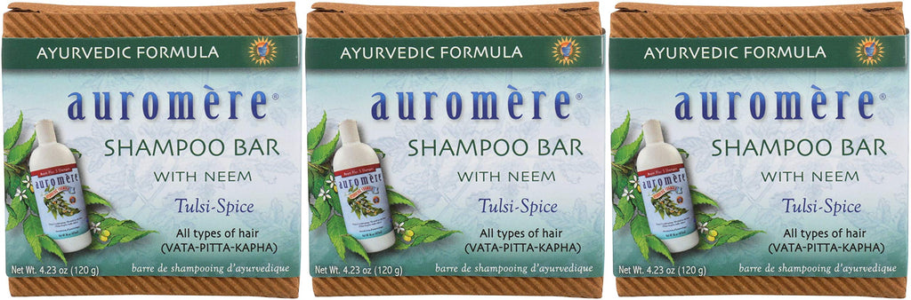 Auromere Ayurvedic Shampoo Bar – Eco-Friendly, Handmade, Vegan & Cruelty-Free (4.23 oz) 3 Pack