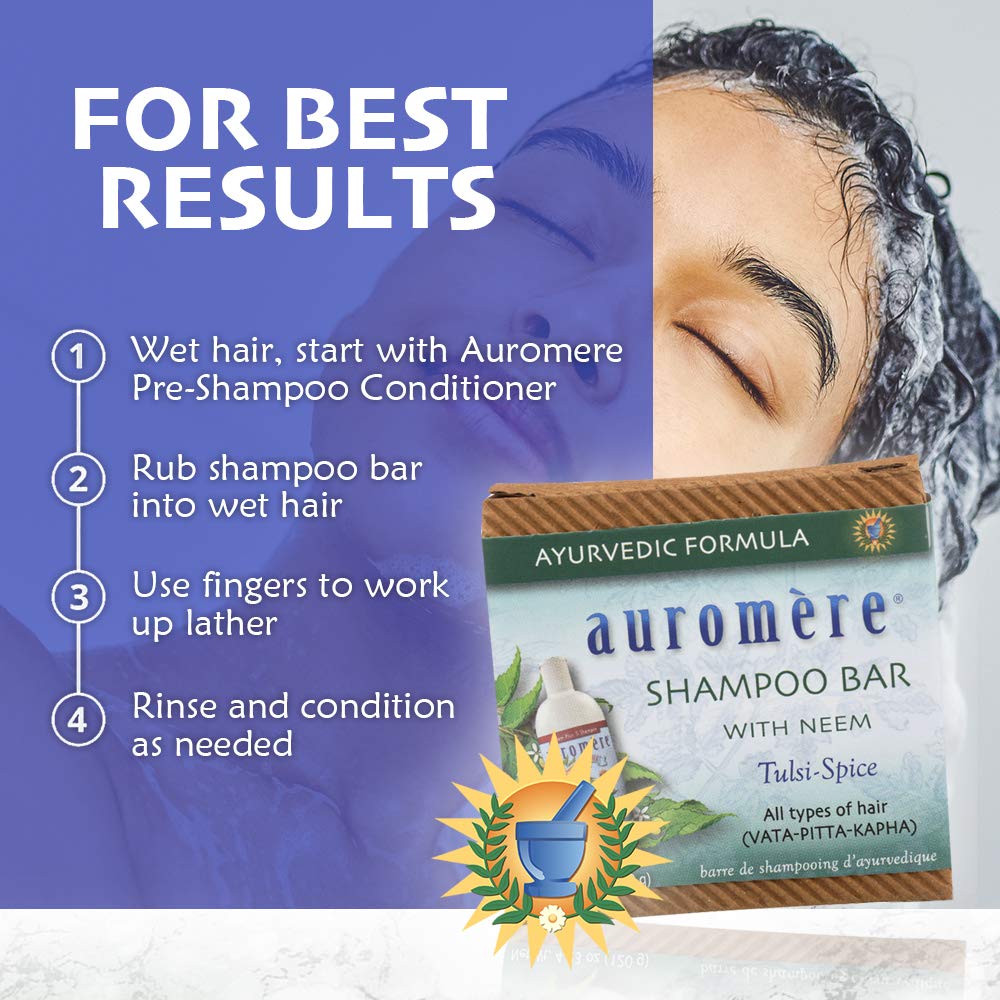 Auromere Ayurvedic Shampoo Bar - Eco-Friendly, Handmade, Vegan, All-In-One (4.23 oz) | 6-Pack