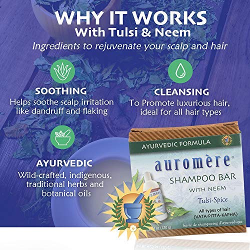 Auromere Ayurvedic Shampoo Bar – Eco-Friendly, Handmade, Vegan & Cruelty-Free (4.23 oz) All-in-One Bar – 5 Pack