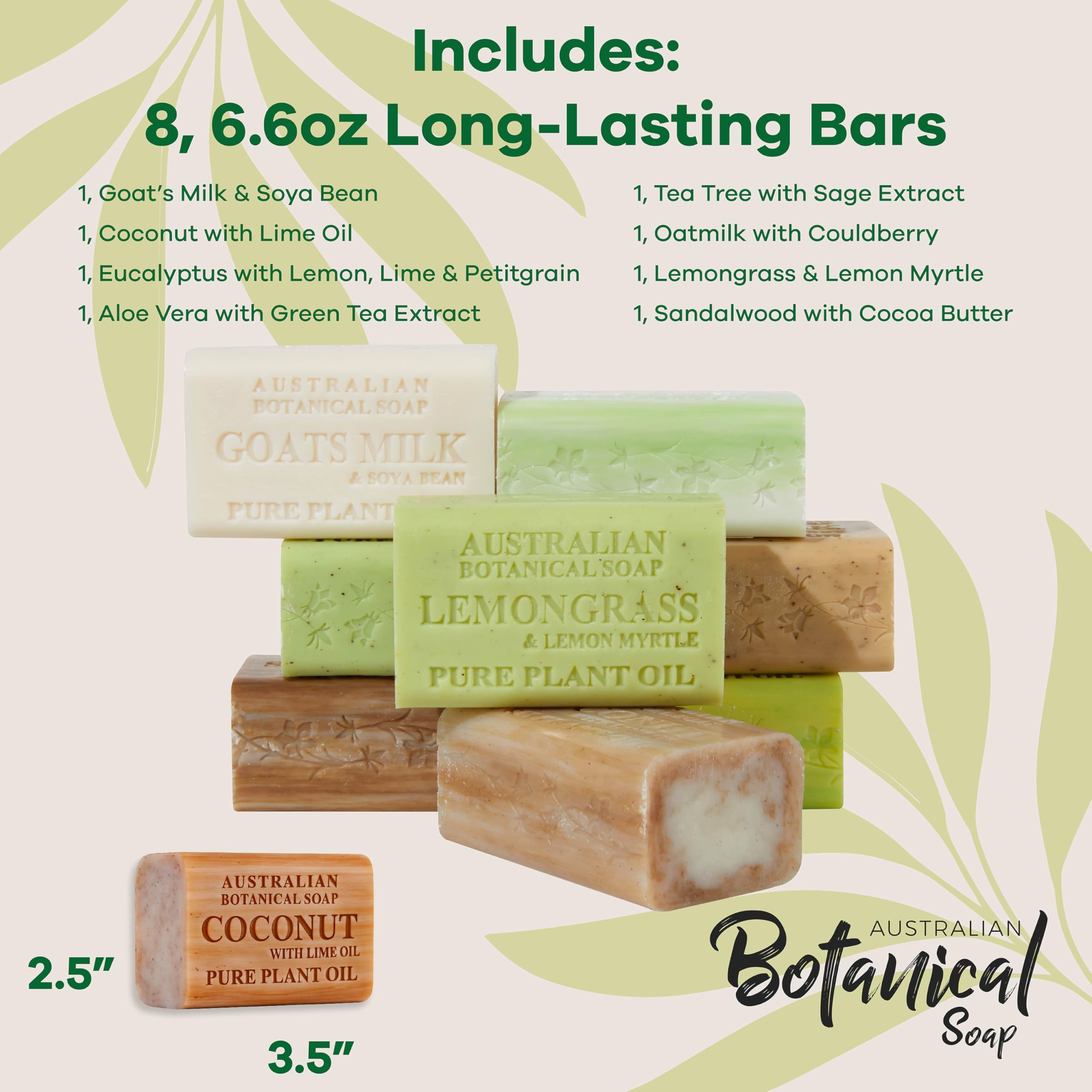 Australian Botanical Goat Milk Soap – 8-Bar Variety Pack with Eucalyptus, Sandalwood, Coconut & More