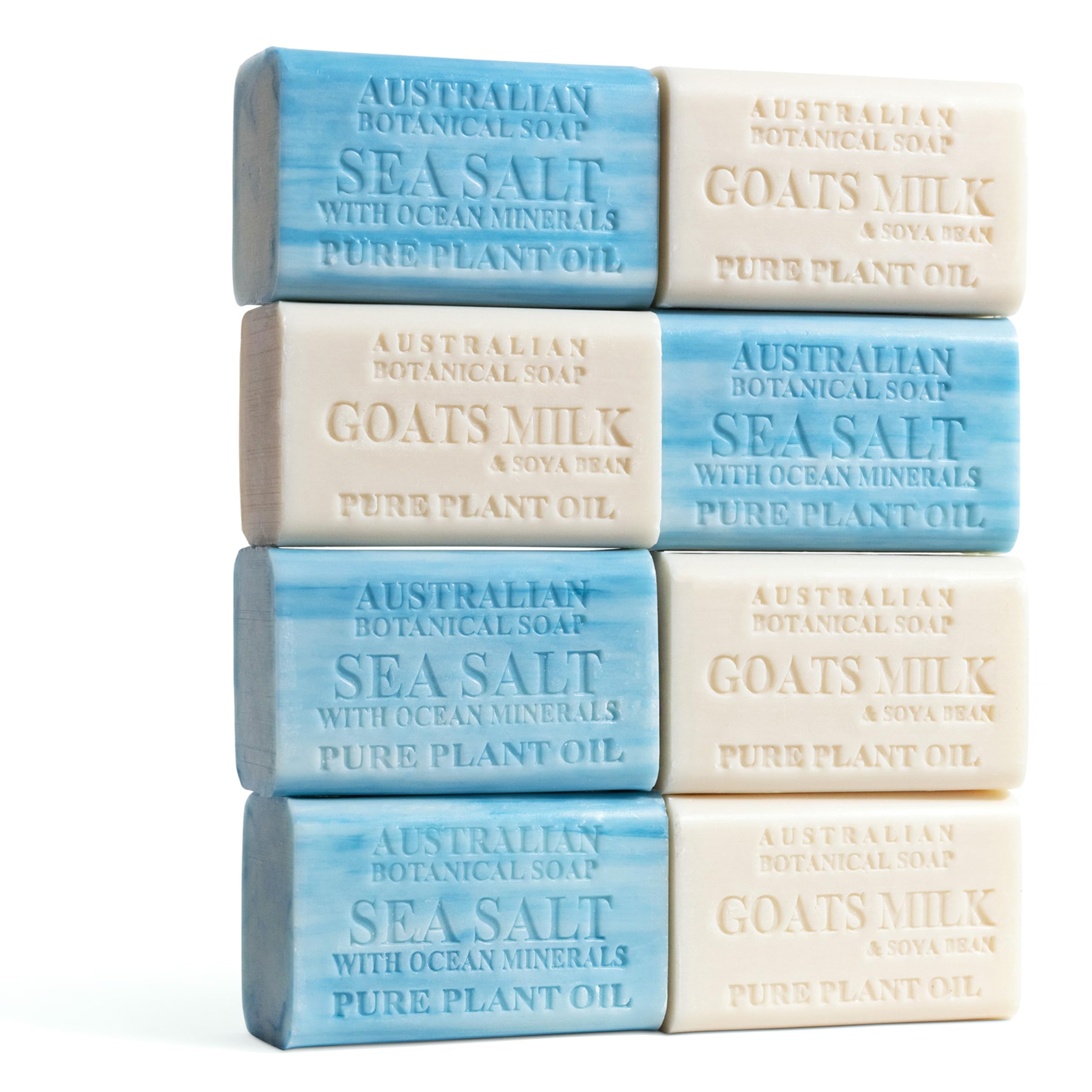 Australian Botanical Men's Soap Bars Duo Pack – Sea Salt & Goats Milk, 8 Bars (6.6 oz each) Gift Set