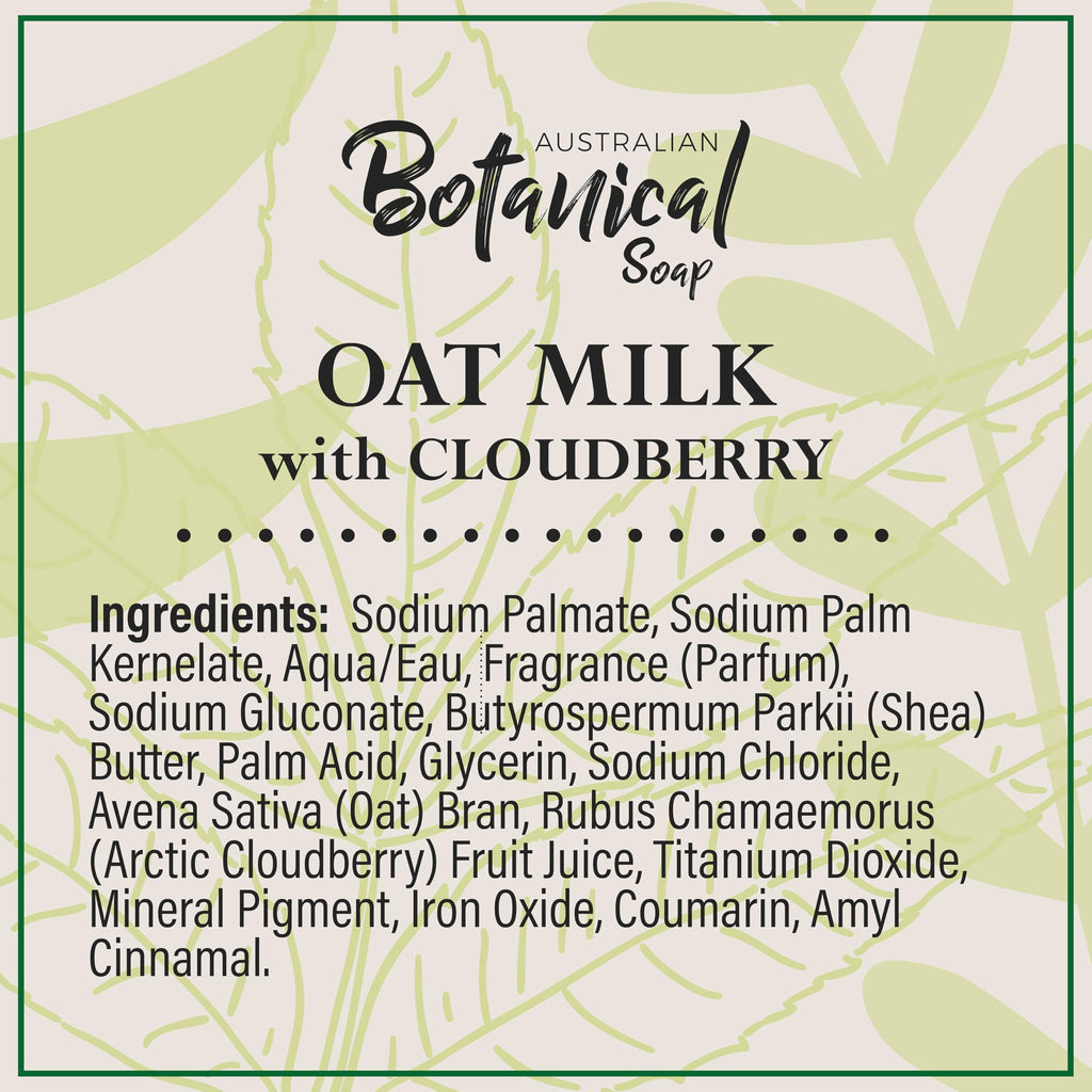 Australian Botanical Soap Oat Milk with Cloudberry – 6.6 oz Triple-Milled Bars, Pack of 8