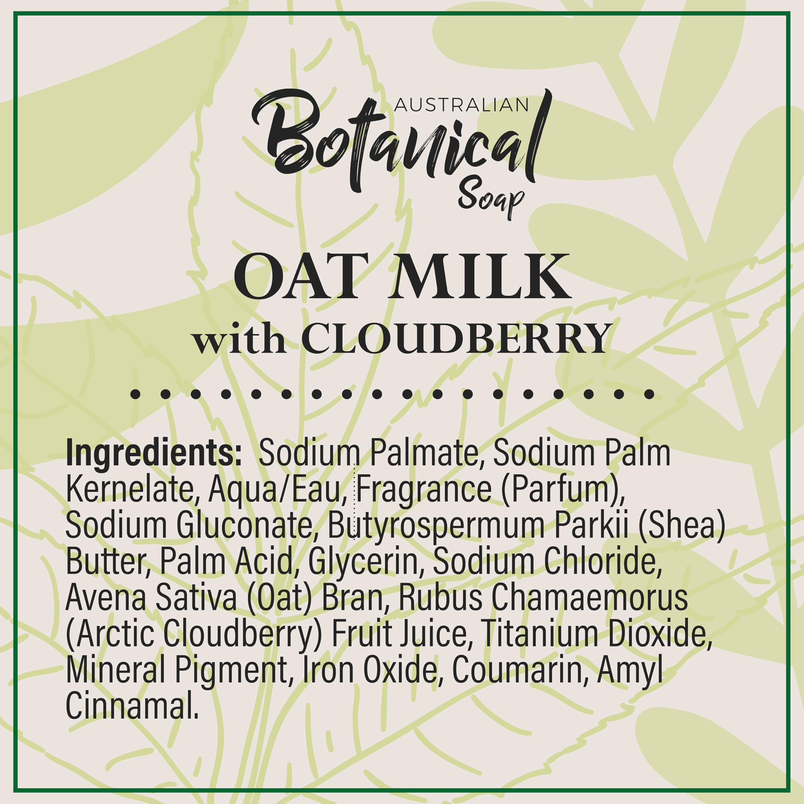 Australian Botanical Soap Oat Milk with Cloudberry – 6.6 oz Triple-Milled Bars, Pack of 8