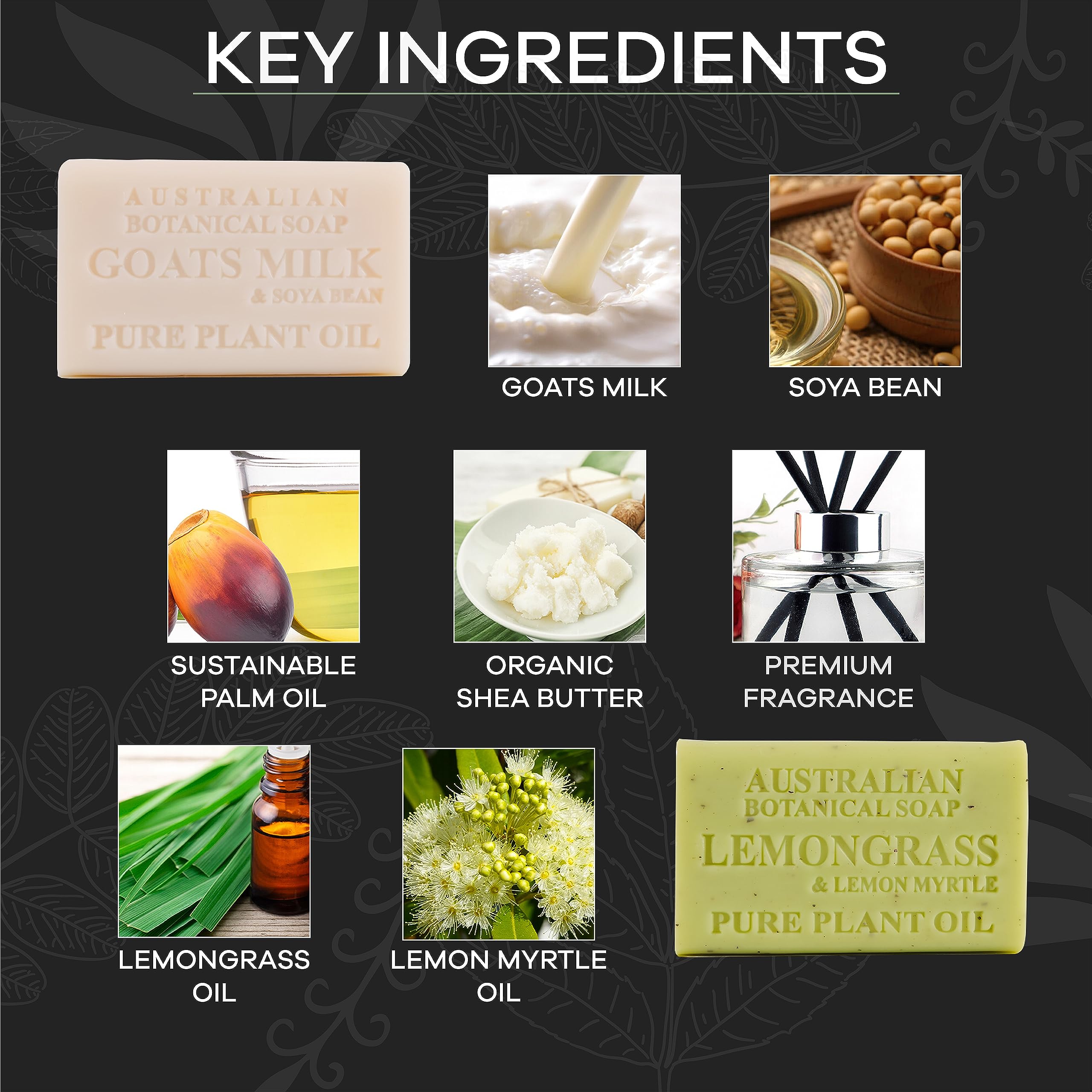 Australian Botanical Men's Soap Bars Duo Pack – Lemongrass & Goat Milk, 8 x 6.6 oz for Body & Beard