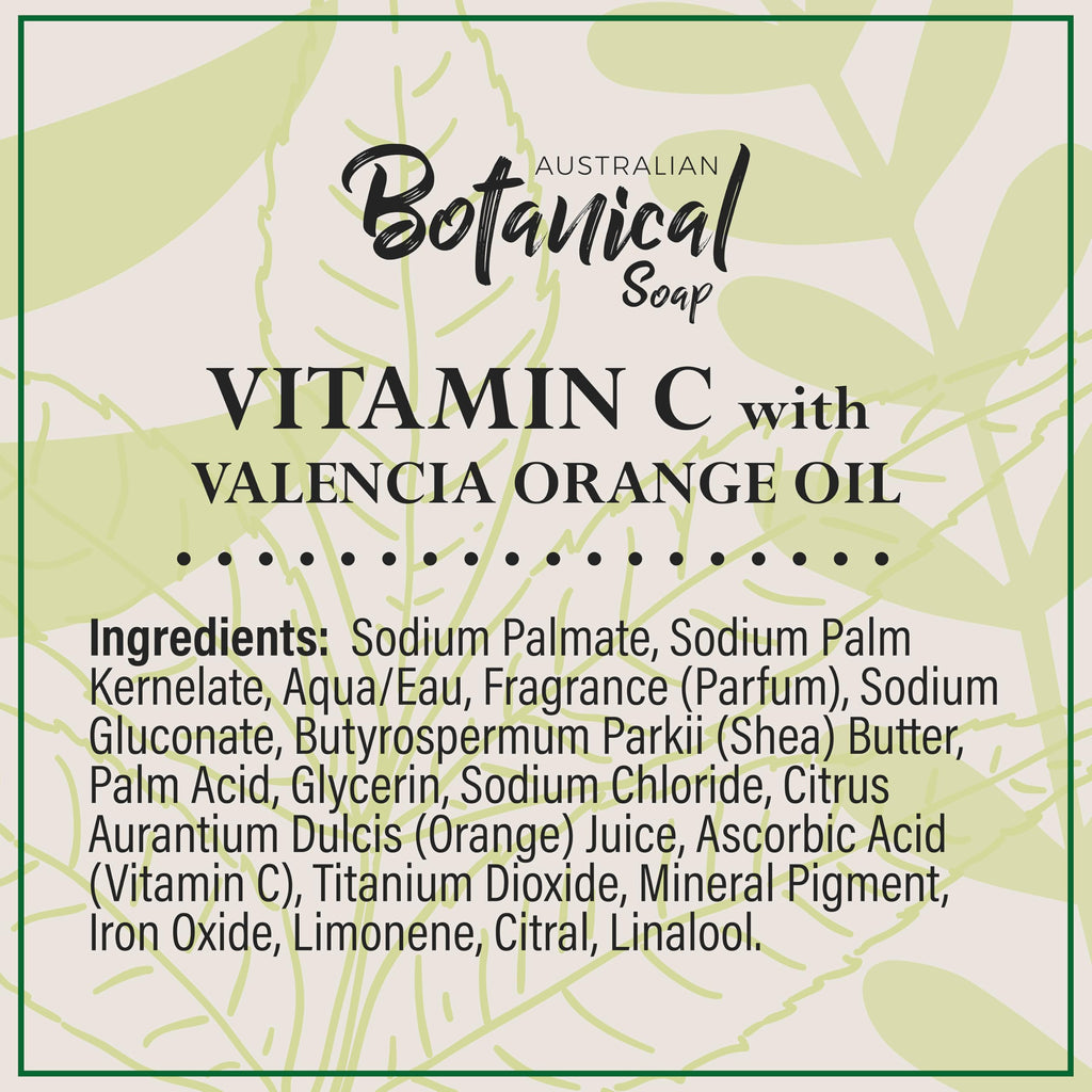 Australian Botanical Soap Valencia Orange Bar — Vitamin C, Triple Milled, 6.6 oz, Pack of 8